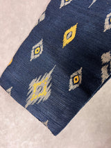 Boys Kurta Pajama Set in Dark Blue Color with Ikkat Prints - Kaash