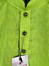 Parrot Green Boys Cotton 2-piece kurta pajama set for boys with cotton kurta with churidar pajama — Kaash Collection