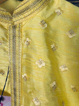 Lime Boys Raw Silk Embroidery 2-piece kurta pajama set for boys with embroidery & sequin work — Kaash Collection
