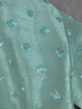 Sea Green Boys Raw Silk Embroidery 2-piece kurta pajama set for boys with embroidery & sequin work — Kaash Collection