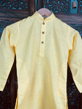 Boys Yellow Cotton Kurta Pajama for Set | Cotton Kurta | Boys Kurta Pajama | Boys Kurtas | Gift For Boys | Infant Kurtas - Kaash