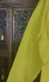 Bright Lemon Yellow men's short kurta in raw silk with short kurta (no pajama) — Kaash Collection