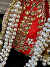 Bright Orangish Red Wedding Potli Bag - Kaash