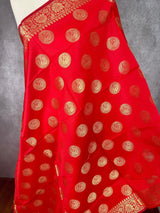 Bright Red Banarasi Chakra Designer dupatta in banarasi silk (non-pure) with chakra designer with zari — Kaash Collection