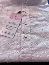 Pure White men's kurta pajama in pure cotton with lucknowi chikankari embroidery — Kaash Collection