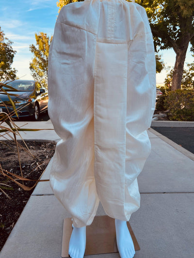 Creamy White ready-to-wear men's dhoti pants in raw silk (non-pure) — Kaash Collection