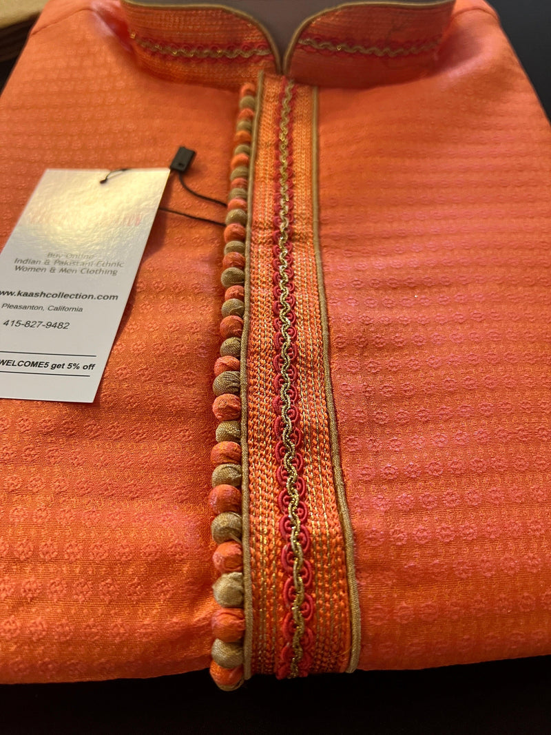Dark Coral Color Men Kurta Pajama | Mens Ethnic Wear | Men Party Wear | Wedding Wear for Men | Gift For Him - Kaash