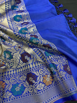 Dark Pink Banarasi Silk Saree Meenakari Work with grand pallu - Kaash