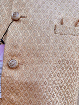 Designer Gold Modi Nehru Jacket For Men in Soft Banarasi Silk - Kaash