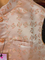 Designer Peach Color Floral Modi Jacket For Men with Embroidery and Weave Work | Jacket for Kurta | Gift For Him | Wedding Jackets for Kurta - Kaash