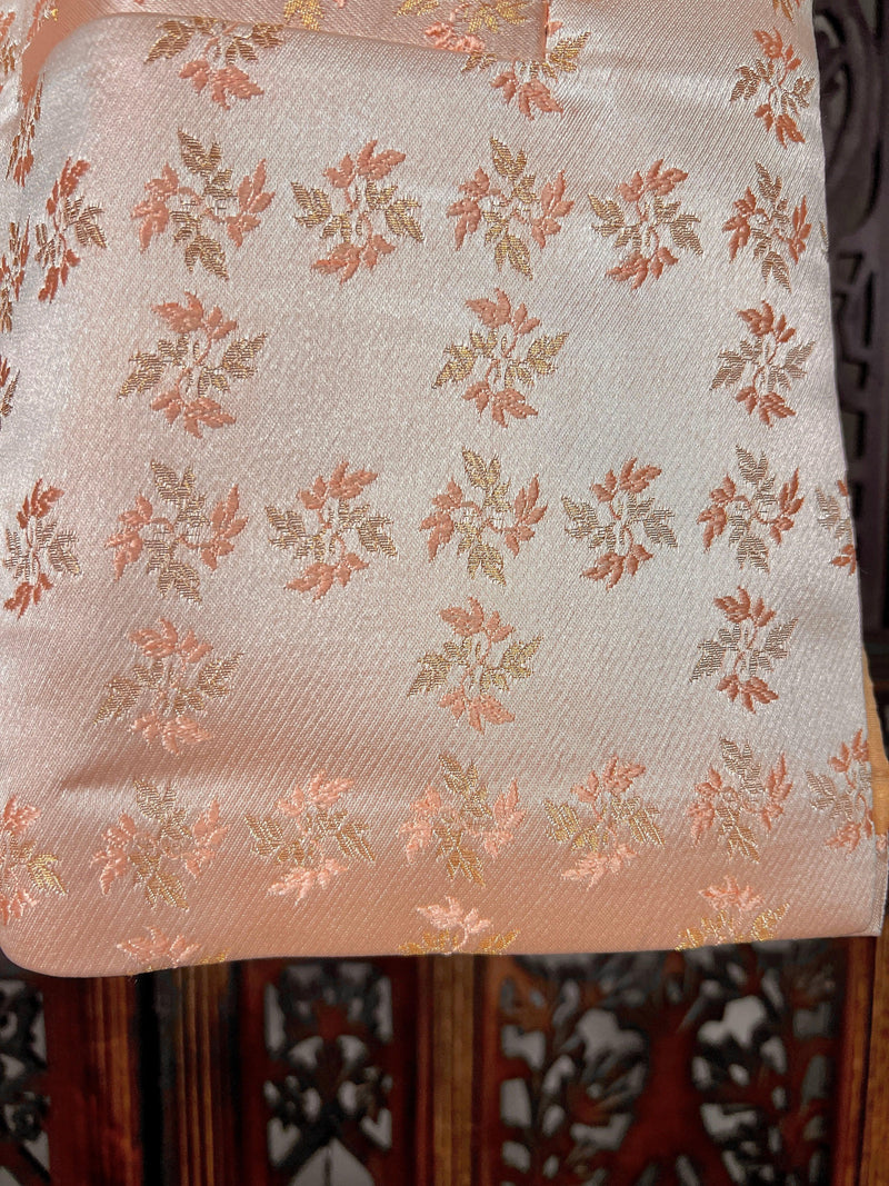 Designer Peach Color Floral Modi Jacket For Men with Embroidery and Weave Work | Jacket for Kurta | Gift For Him | Wedding Jackets for Kurta - Kaash