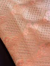 Peachy Pink men's Nehru/Modi jacket in raw silk with floral design with subtle zari — Kaash Collection