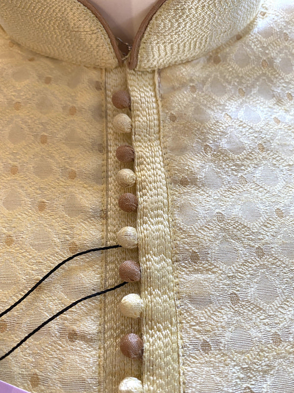 Designer Yellow Soft Silk Kurta with embroidery & zari work | Light Weight | Soft Silk Kurta with Lining | Wedding Wear | Kaash Collection - Kaash