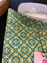 Green & Yellow Multi-Color men's kurta pajama in soft silk with digital print — Kaash Collection