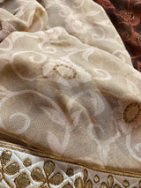 Brown & Beige Dual-Tone Georgette saree in georgette with printed with gotta work & lace — Kaash Collection