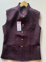 Eggplant Color Modi Nehru Jacket For Men | Mens Jacket | Jacket for Kurta | Raw Silk Jackets for Men Kurta | Waistcoat | Party Wear for Men - Kaash