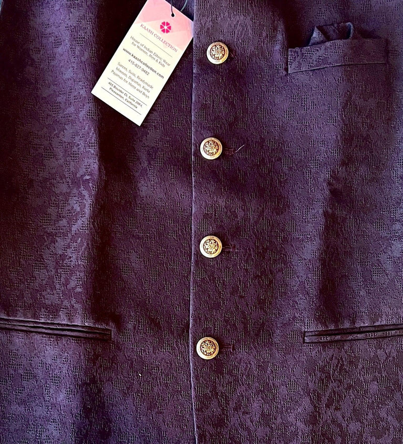 Eggplant Color Modi Nehru Jacket For Men | Mens Jacket | Jacket for Kurta | Raw Silk Jackets for Men Kurta | Waistcoat | Party Wear for Men - Kaash