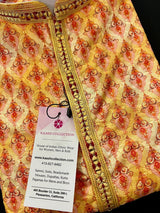 Yellow men's kurta pajama in pure cotton with chikankari, block print, mirror & thread work — Kaash Collection