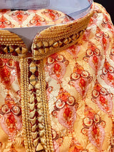Yellow men's kurta pajama in pure cotton with chikankari, block print, mirror & thread work — Kaash Collection