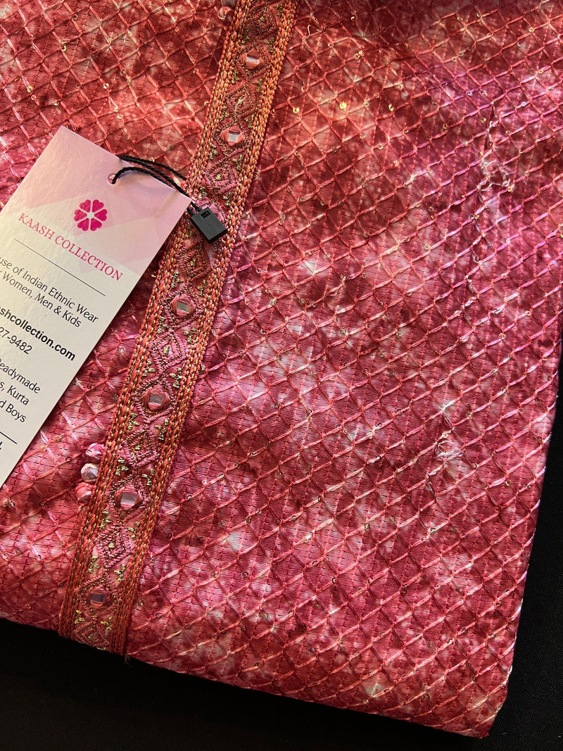 Exclusive Designer Strawberry Color Kurta with Digital Prints and Sequence Work in Soft Silk | Handwork on the neckline | Kurta Store - Kaash
