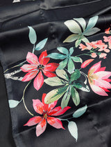 Floral Bottle Green and Black half n half Saree with Floral Prints in Japanese Satin Silk Material | Gift For Her - Kaash
