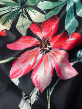 Floral Bottle Green and Black half n half Saree with Floral Prints in Japanese Satin Silk Material | Gift For Her - Kaash