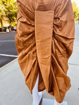 Gold ready-to-wear men's dhoti pants in raw silk (non-pure) — Kaash Collection