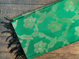 Green Banarasi Floral Soft Silk dupatta with Muted Gold Zari Weaving - Kaash