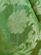 Green Semi Silk Floral Jaal dupatta in soft silk (non-pure) with floral jaal with muted gold zari — Kaash Collection