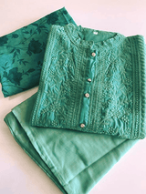 Green Color Georgette Lucknowi Palazzo Salwar Kameez - Kaash