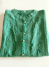 Green Color Georgette Lucknowi Palazzo Salwar Kameez - Kaash