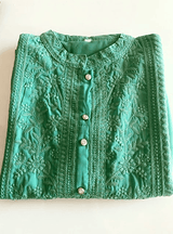 Green Color Georgette Lucknowi Palazzo Suit - Kaash