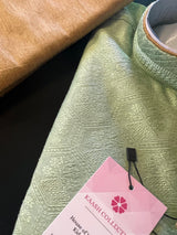 Green Color Raw Silk Indian Men Kurta Pajama 2pcs Set - Kaash