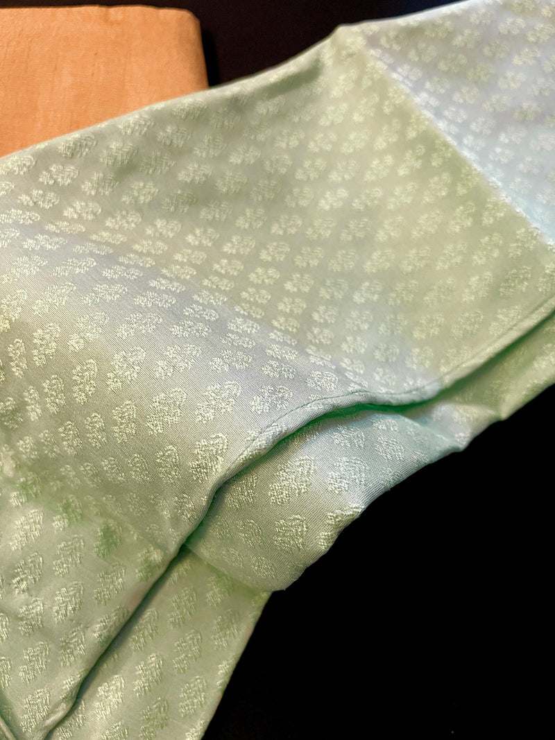 Green Color Raw Silk Men Kurta Pajama Set with embroidery neckline | Mens Ethnic Wear| Indian and Pakistani Mens Wear | Kaash - Kaash