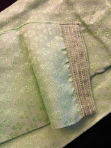 Green Color Raw Silk Men Kurta Pajama Set with embroidery neckline | Mens Ethnic Wear| Indian and Pakistani Mens Wear | Kaash - Kaash