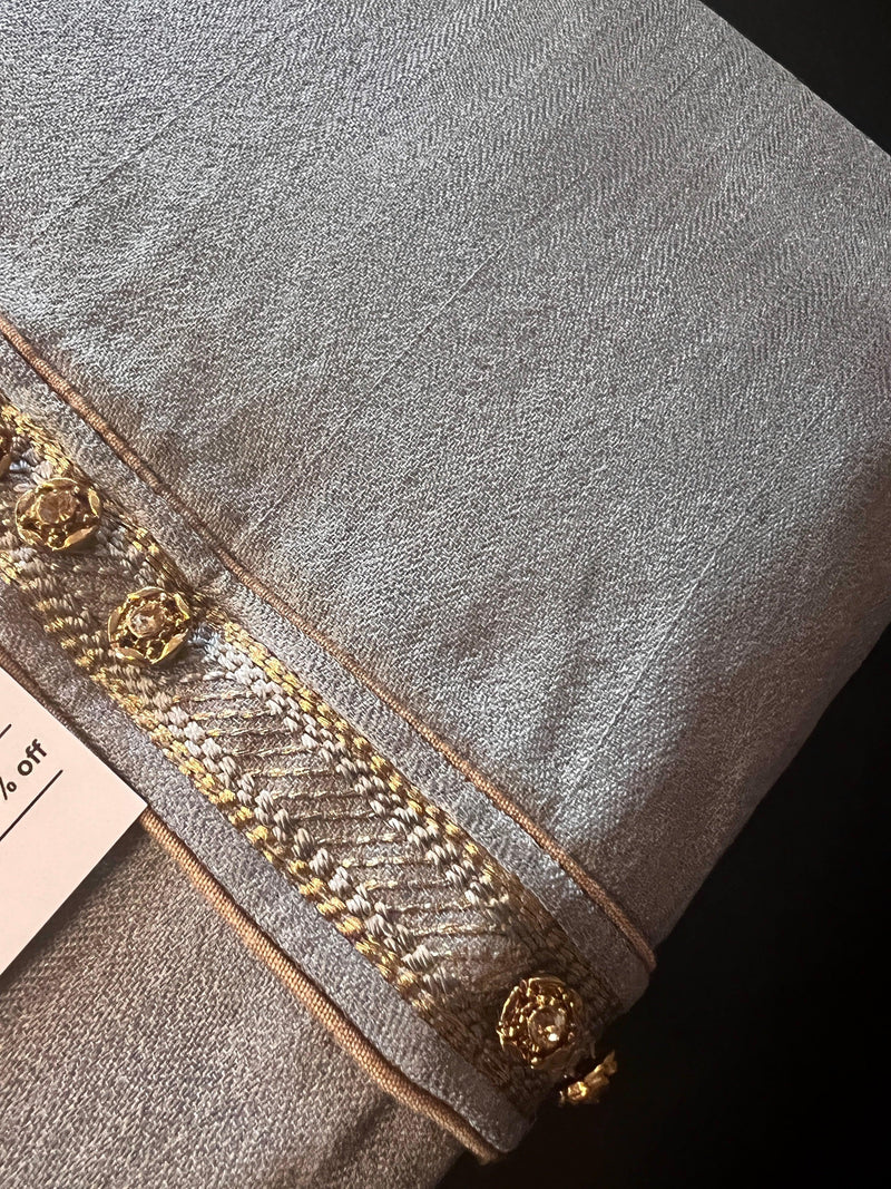 Grey Color Soft Silk Men Kurta Pajama | Mens Ethnic Wear| Indian Wedding Wear Kurta Pajama | Kurta Pajama for Men | Festival Collection - Kaash