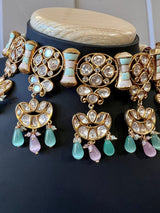 Handcrafted Choker Set with Cloisonne Enamel and sliver folied Polki and Kundan with Monalisa Beads - Kaash