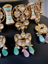 Handcrafted Choker Set with Cloisonne Enamel and sliver folied Polki and Kundan with Monalisa Beads - Kaash