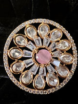 Handmade Gold Color Adjustable Ring with Kundan, Zircon and Pink Monalisa Stone | Adjustable Rings for Women | Gift for Her | Indian Jewelry - Kaash