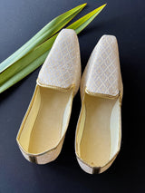 Handmade Mens Wedding Shoes in Off White - Kaash