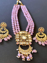 Handmade Statement Long Necklace in Tayani Kundan with Monalisa Beads - Kaash