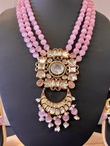 Handmade Statement Long Necklace in Tayani Kundan with Monalisa Beads - Kaash