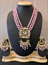 Handmade Statement Long Necklace in Tayani Kundan with Monalisa Beads - Kaash