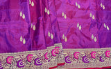 Handwoven Purple Color Pure Katan Silk Saree with Gold Zari Weave - Kaash