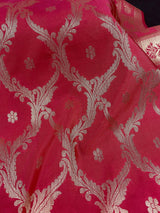 Hot Pink Banarasi Designer dupatta in banarasi silk (non-pure) with designer with gold zari — Kaash Collection