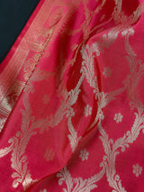 Hot Pink Banarasi Designer dupatta in banarasi silk (non-pure) with designer with gold zari — Kaash Collection