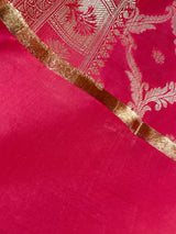 Hot Pink Banarasi Designer dupatta in banarasi silk (non-pure) with designer with gold zari — Kaash Collection