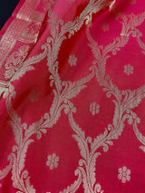Hot Pink Banarasi Designer dupatta in banarasi silk (non-pure) with designer with gold zari — Kaash Collection