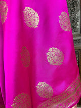 Hot Pink Silk with Big Buttas dupatta in silk with big buttas with grand borders — Kaash Collection