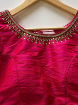 Hot Pink with tint of Orange Raw Silk Ready to Wear Blouse | Padded Blouse | Readymade Saree Blouses | Kaash Collection - Kaash